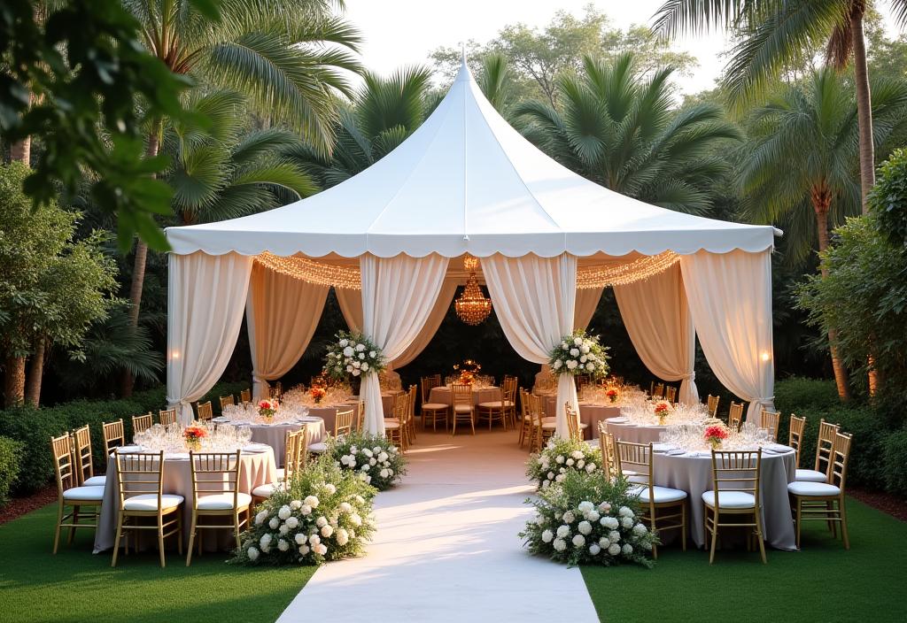 Elegant wedding tent setup in Makati garden