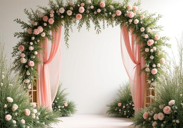 Floral archway stage props for wedding