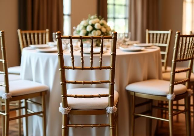 Gold Chiavari chairs elegant setup