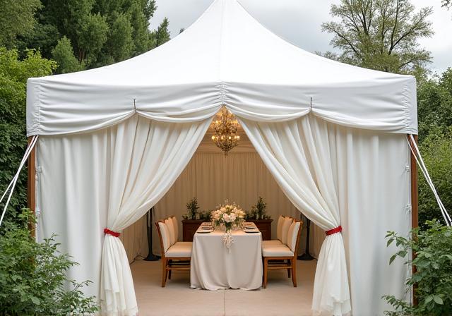 Premium white tent wedding setup