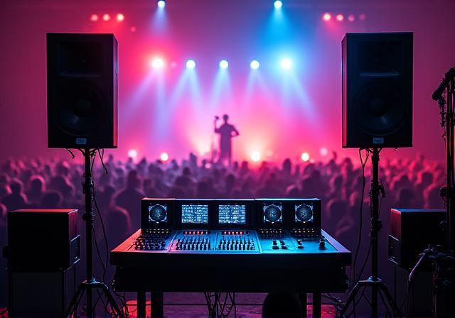 Professional sound system concert setup